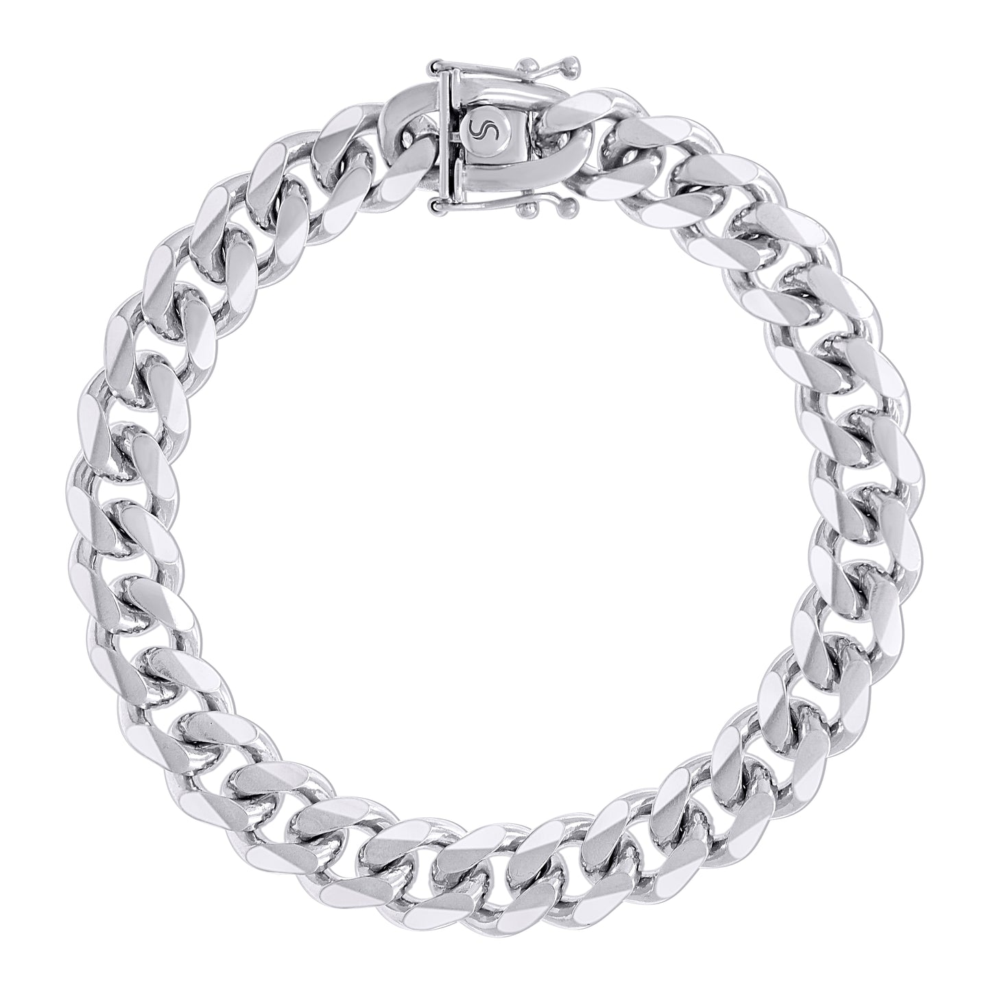 Sterling Silver Rhodium Plated Solid Miami Cuban Chain