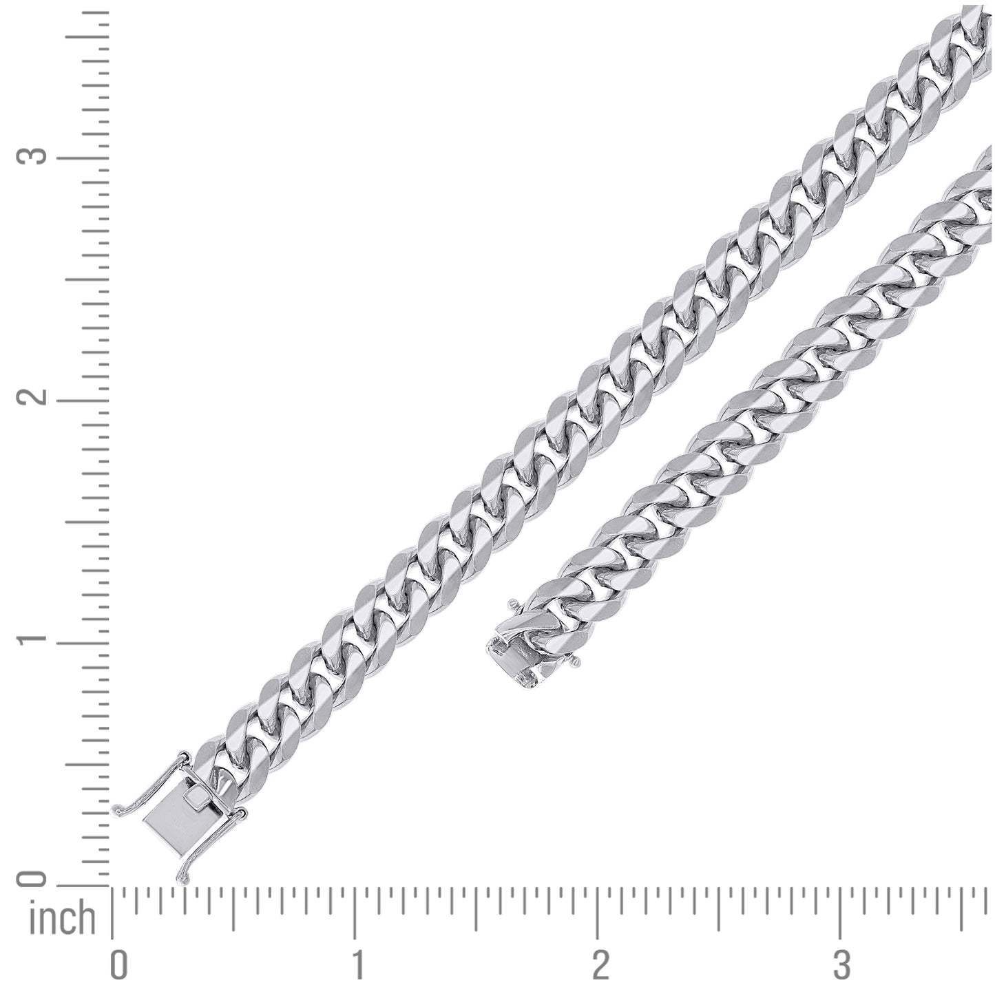 Sterling Silver Rhodium Plated Solid Miami Cuban Chain