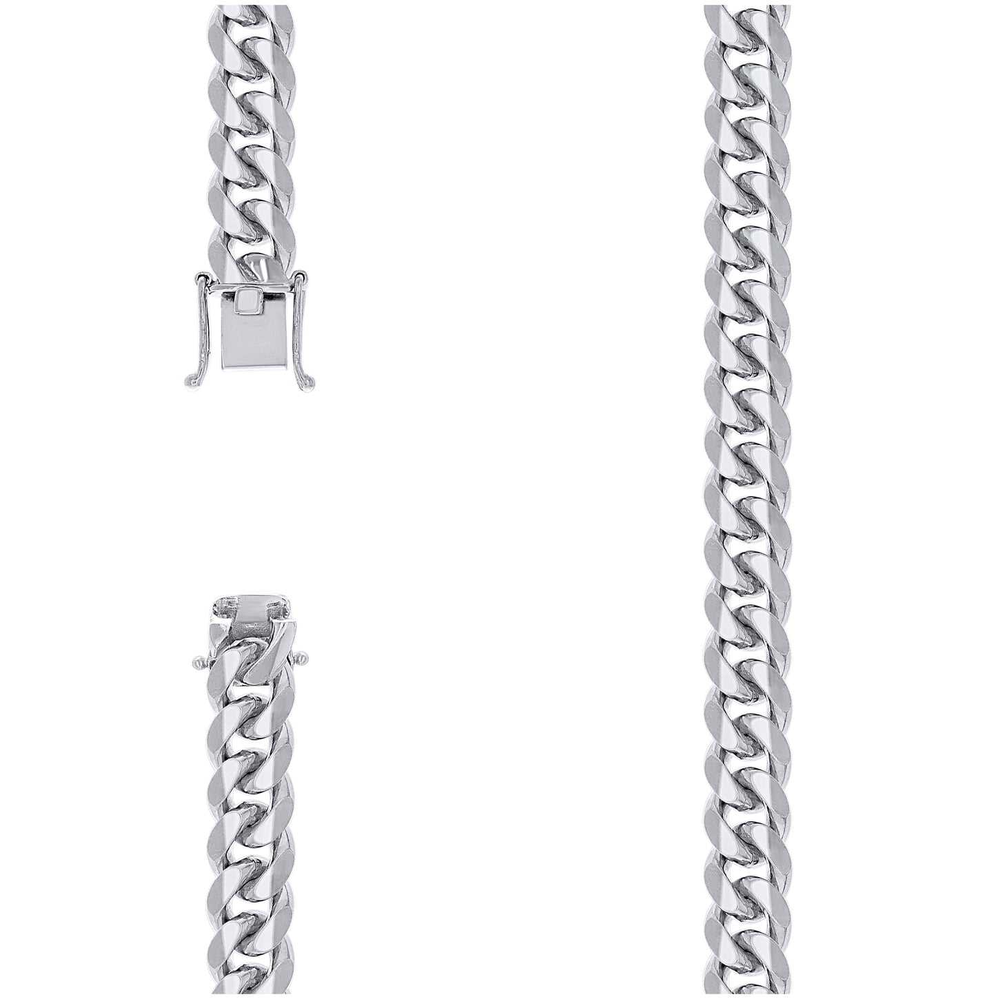 Sterling Silver Rhodium Plated Solid Miami Cuban Chain
