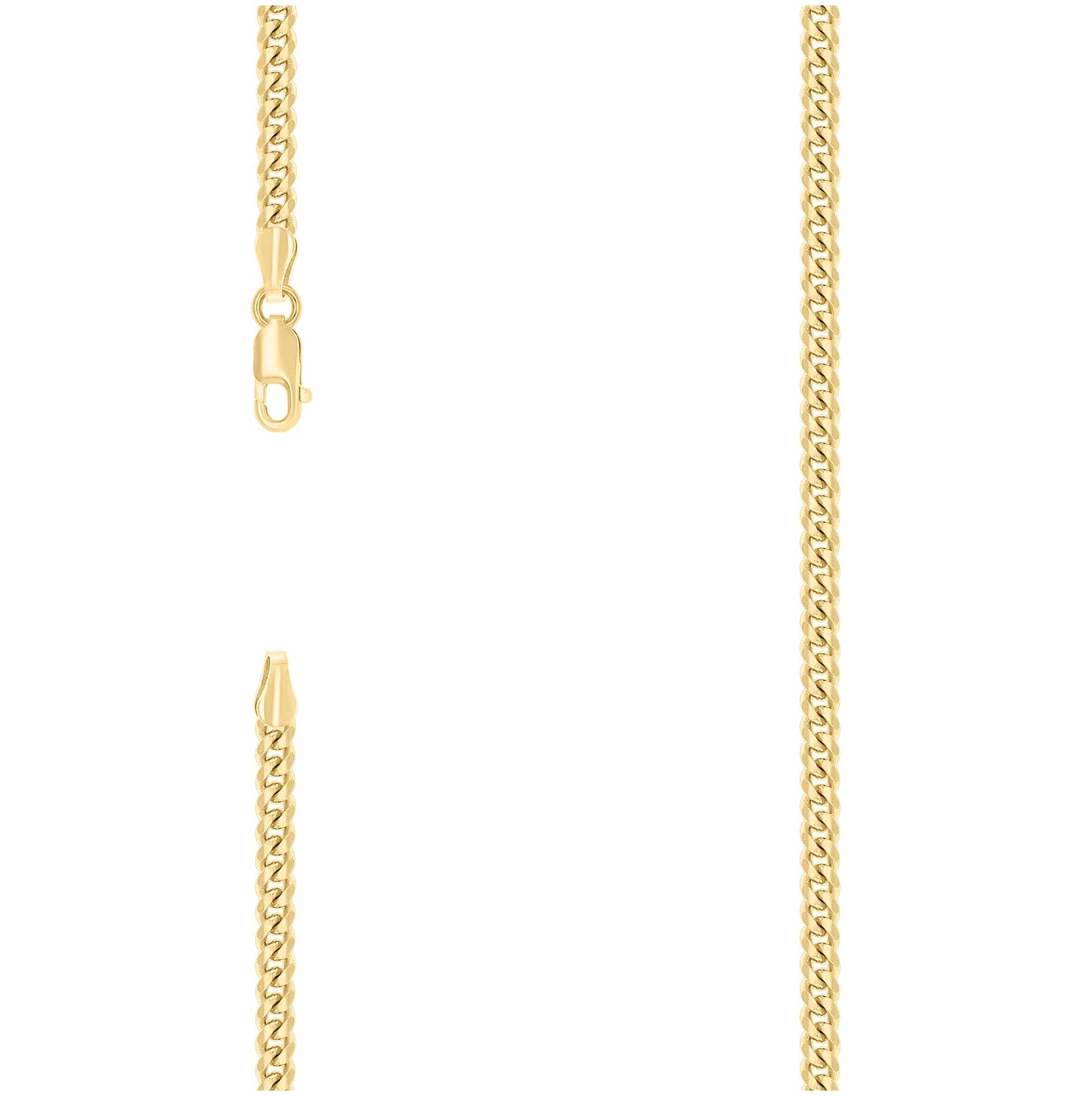 Sterling Silver Yellow-Tone Solid Miami Cuban Chain