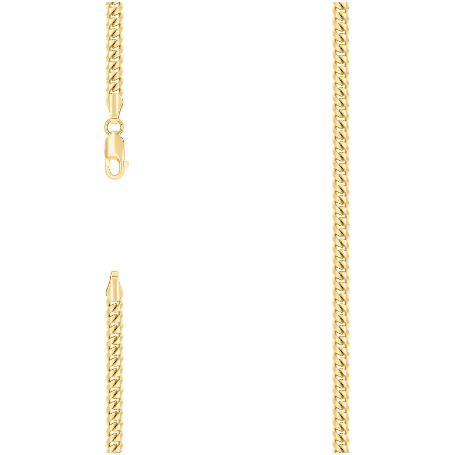 Sterling Silver Yellow-Tone Solid Miami Cuban Chain