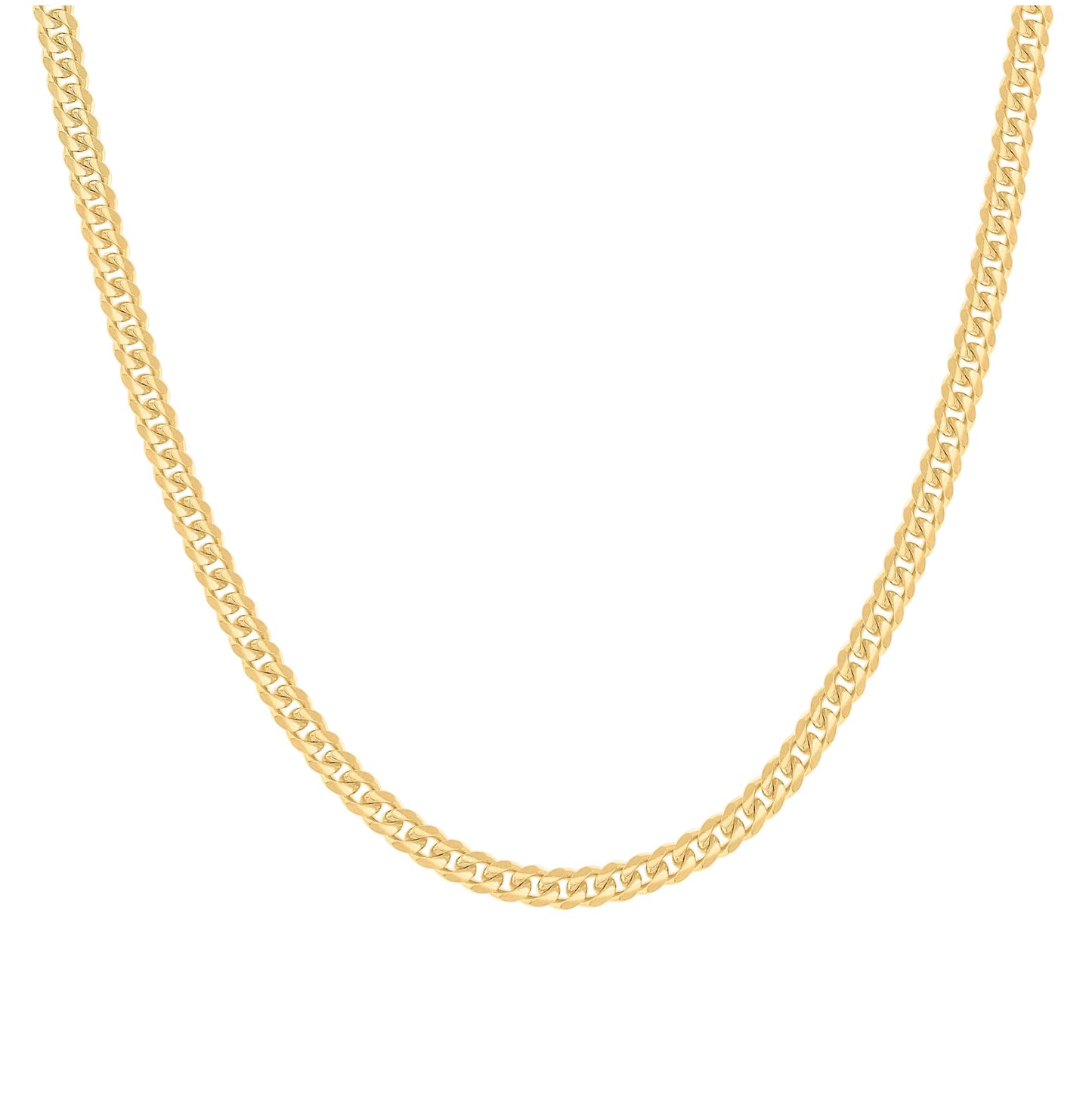 Sterling Silver Yellow-Tone Solid Miami Cuban Chain