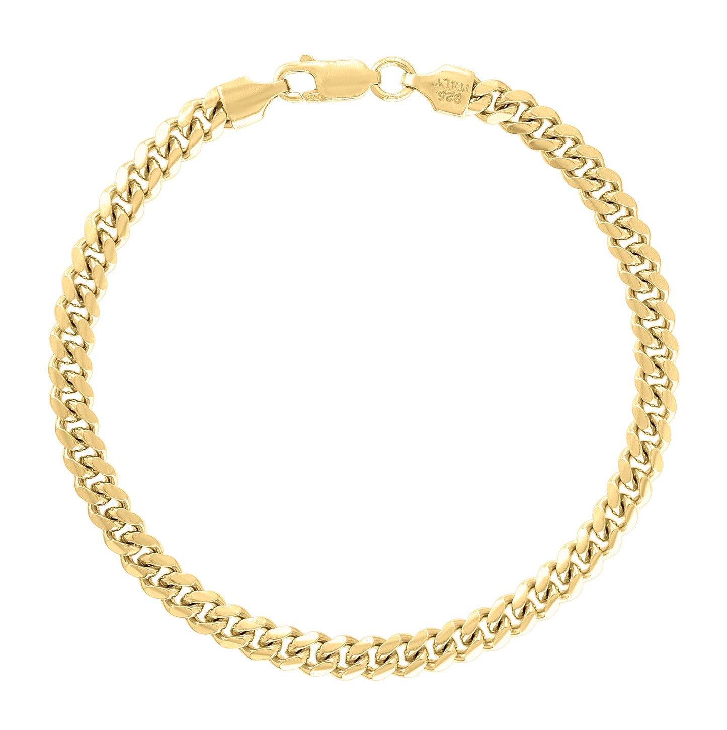 Sterling Silver Yellow-Tone Solid Miami Cuban Chain