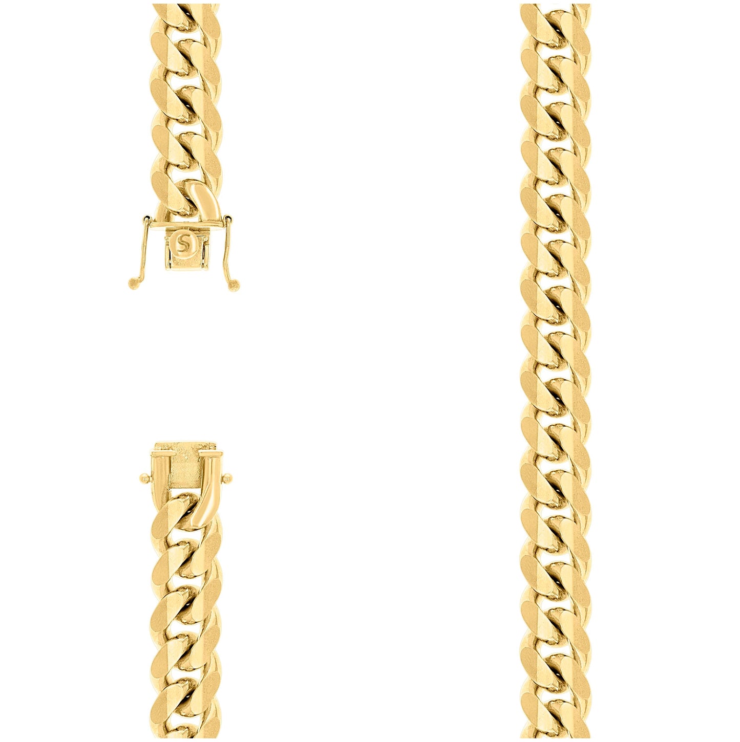 Sterling Silver Yellow-Tone Solid Miami Cuban Chain