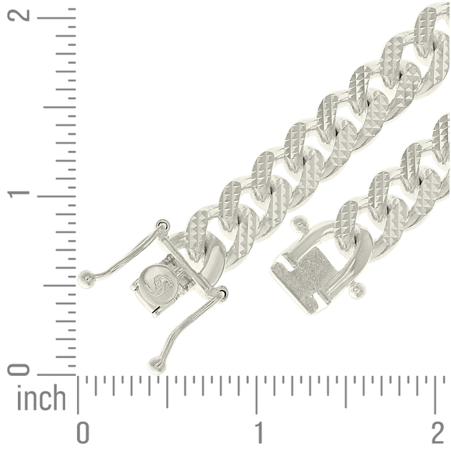 Sterling Silver Or Rhodium Plated Solid Miami Cuban Pyramid Chain