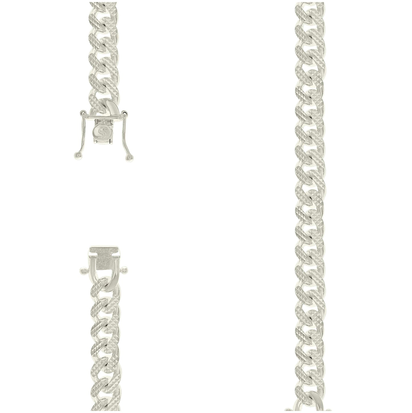 Sterling Silver Or Rhodium Plated Solid Miami Cuban Pyramid Chain
