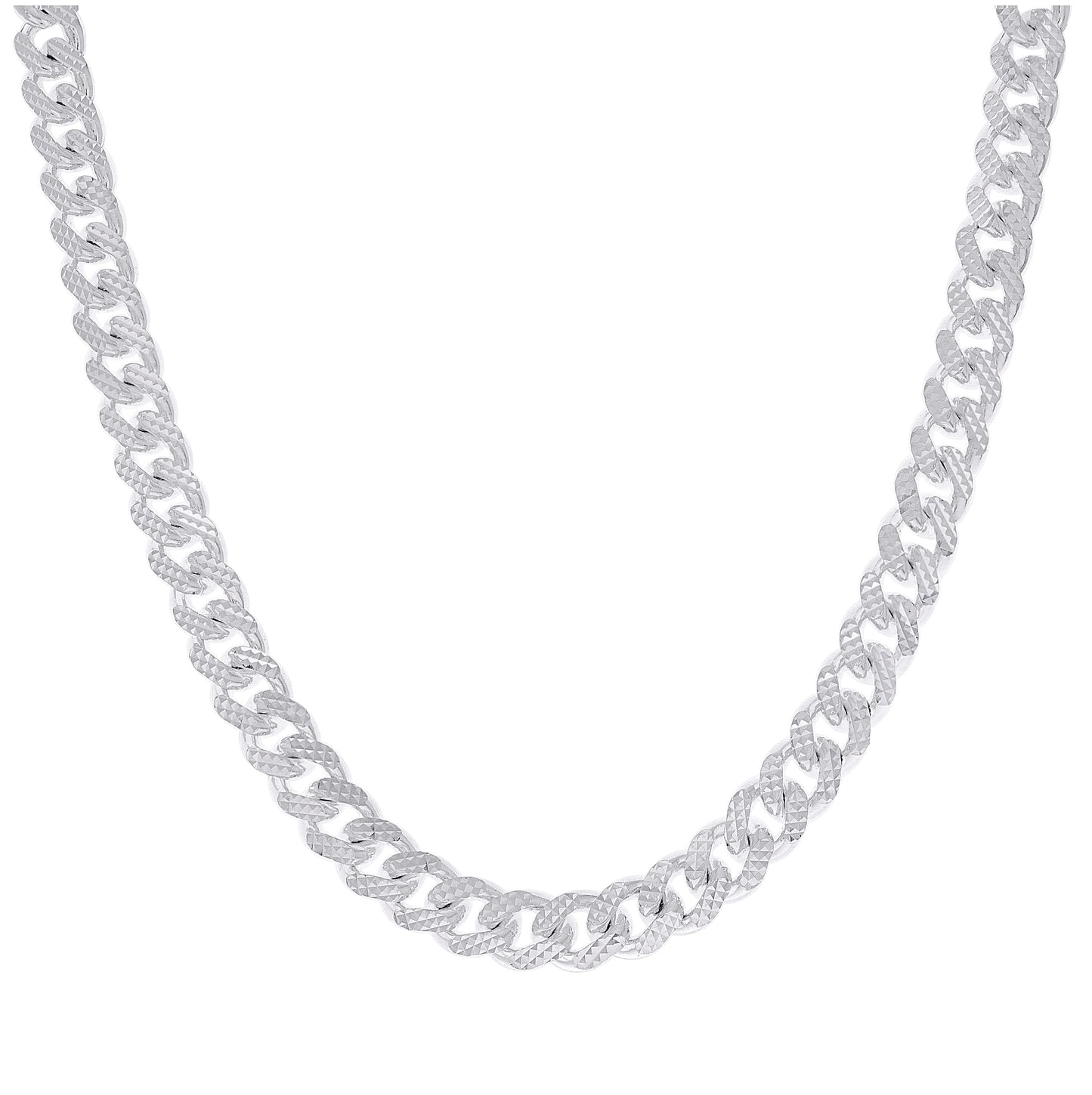 Sterling Silver Or Rhodium Plated Solid Miami Cuban Pyramid Chain
