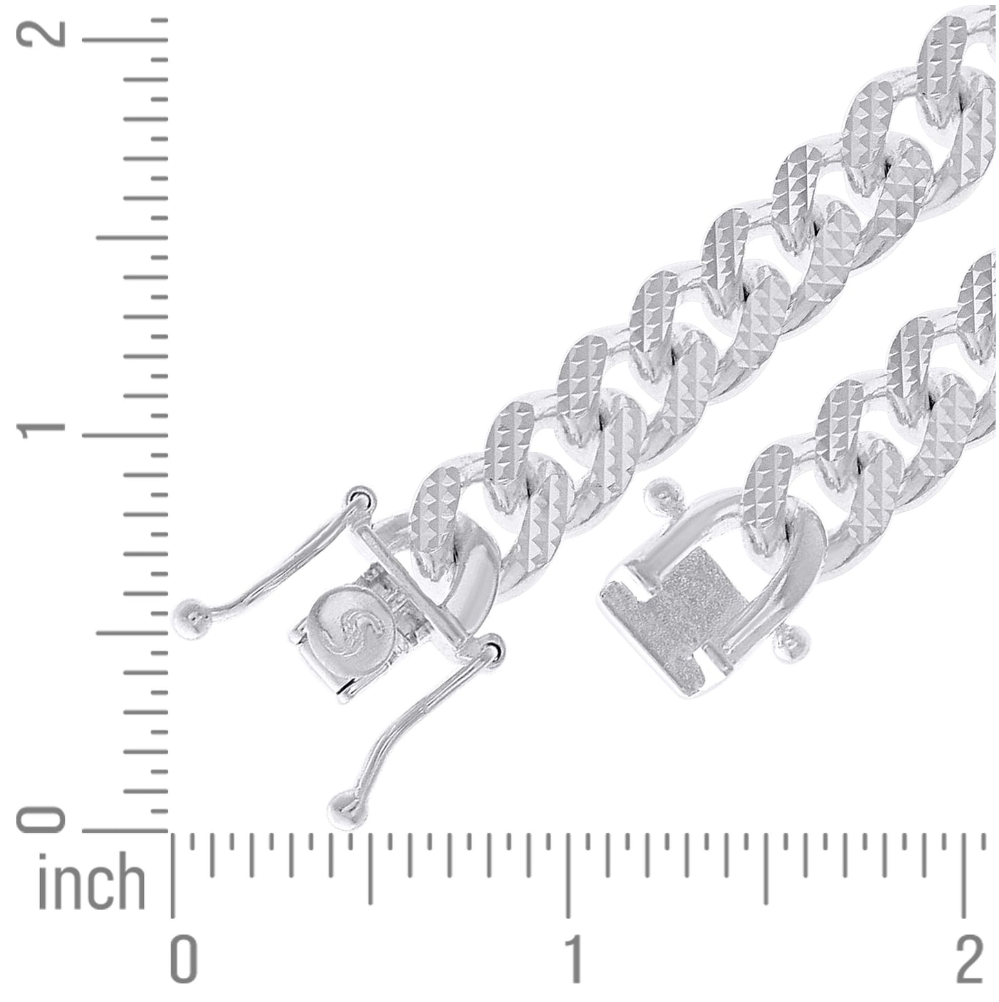 Sterling Silver Or Rhodium Plated Solid Miami Cuban Pyramid Chain