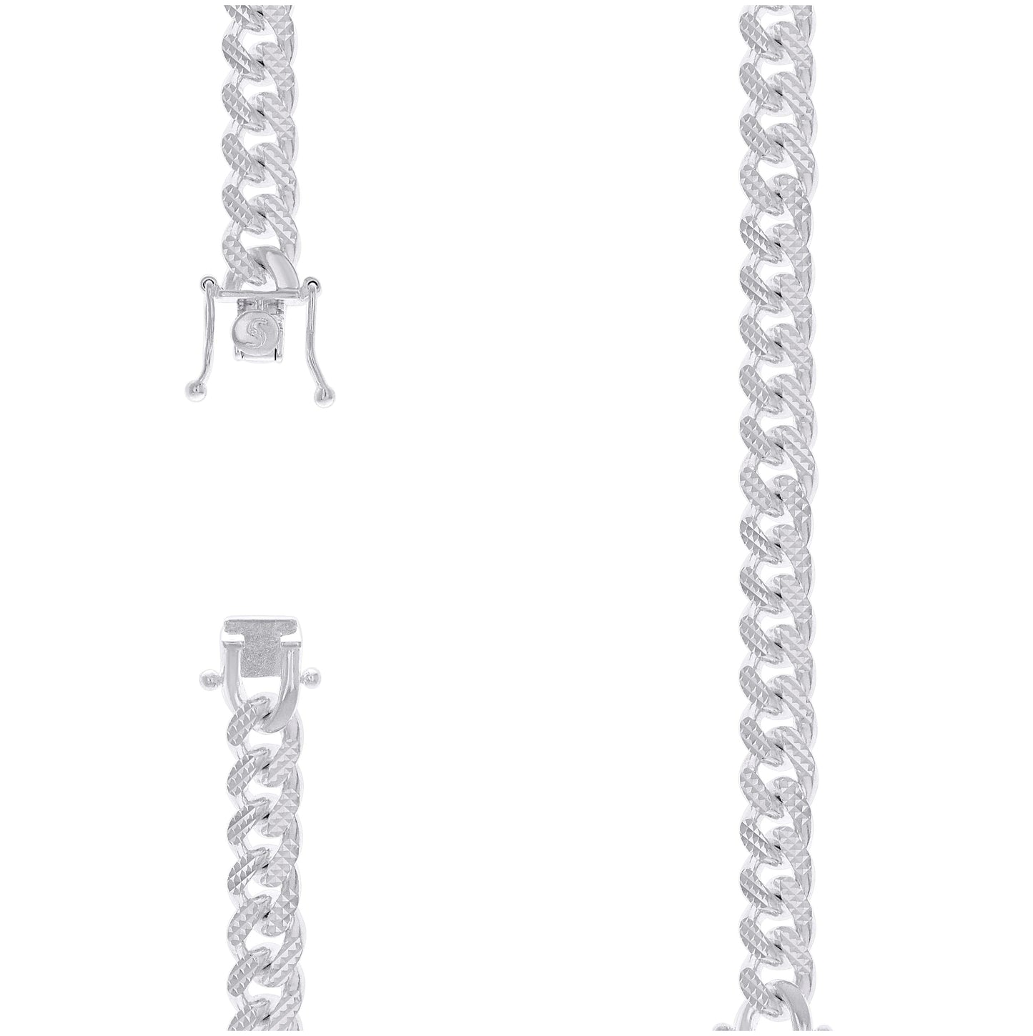 Sterling Silver Or Rhodium Plated Solid Miami Cuban Pyramid Chain