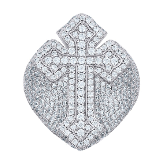 Sterling Silver Mens 3.60ct Moissanite Cross Religious Bridal Anniversary Wedding Engagement Band Ring