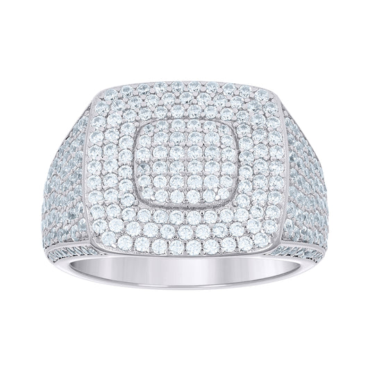 Sterling Silver Mens 3.49ct Moissanite Square Head Fashion Bridal Anniversary Wedding Engagement Band Ring