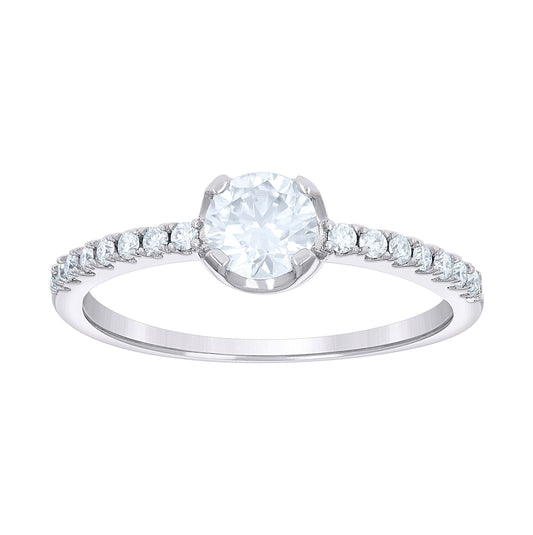 Sterling Silver Womens 0.67ct Moissanite Bridal Anniversary Engagement Wedding Ring