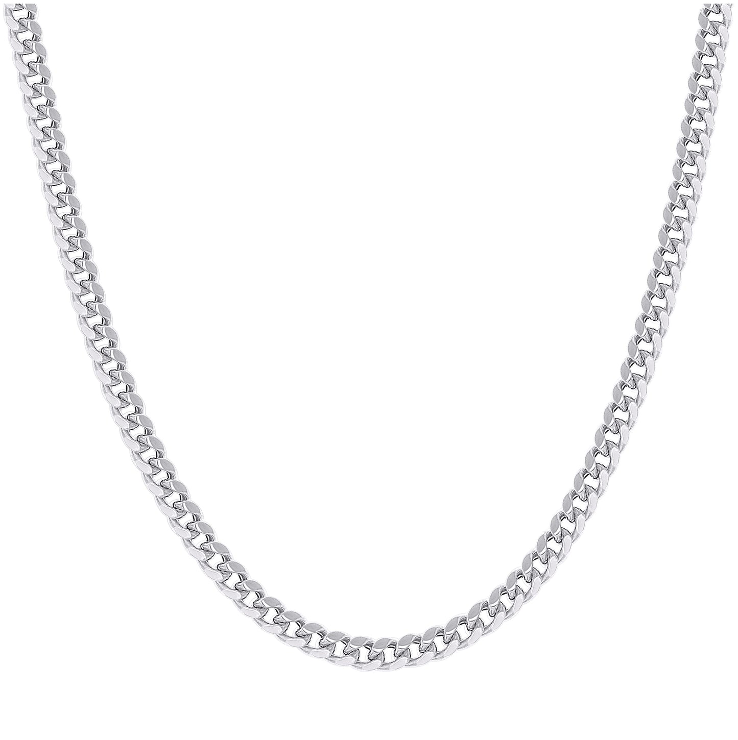 Sterling Silver Rhodium Plated Or Yellow Tone Hollow Miami Cuban Chain