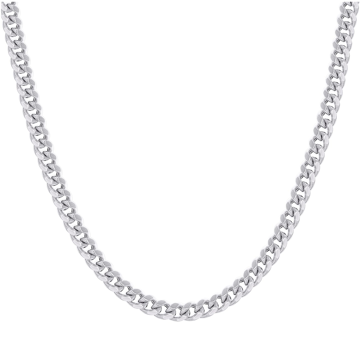 Sterling Silver Rhodium Plated Or Yellow Tone Hollow Miami Cuban Chain