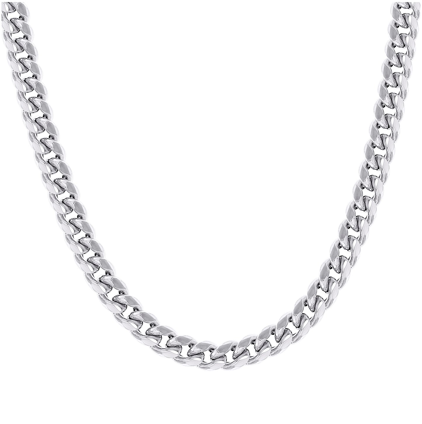 Sterling Silver Rhodium Plated Or Yellow Tone Hollow Miami Cuban Chain