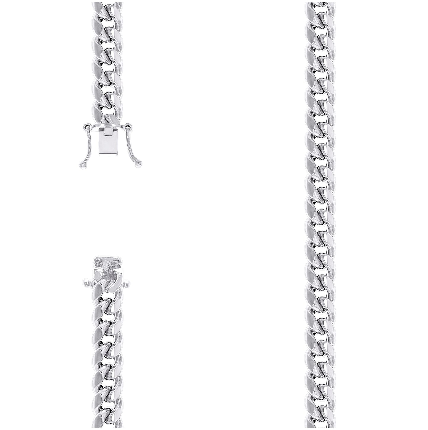 Sterling Silver Rhodium Plated Or Yellow Tone Hollow Miami Cuban Chain