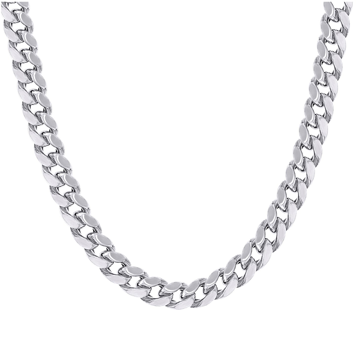 Sterling Silver Rhodium Plated Or Yellow Tone Hollow Miami Cuban Chain