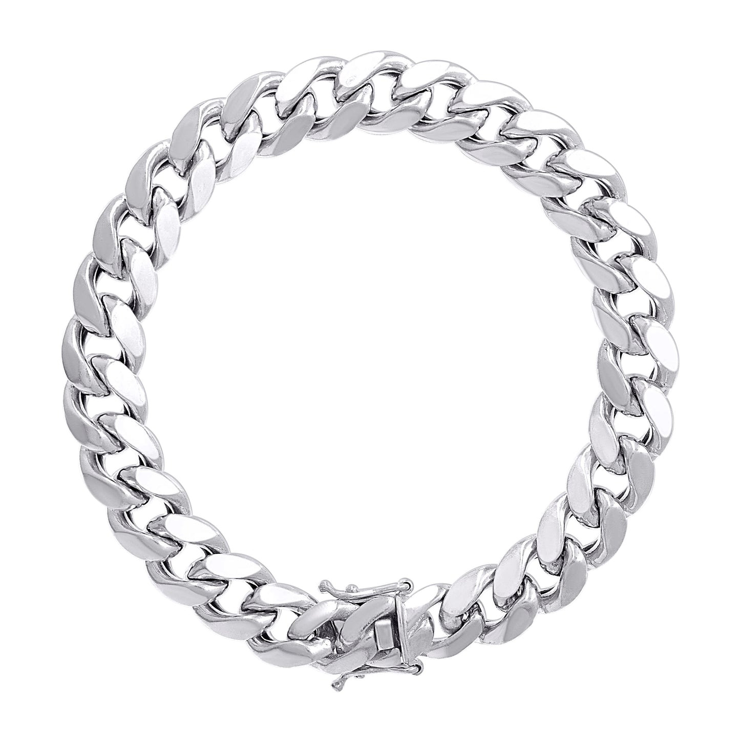Sterling Silver Rhodium Plated Or Yellow Tone Hollow Miami Cuban Chain