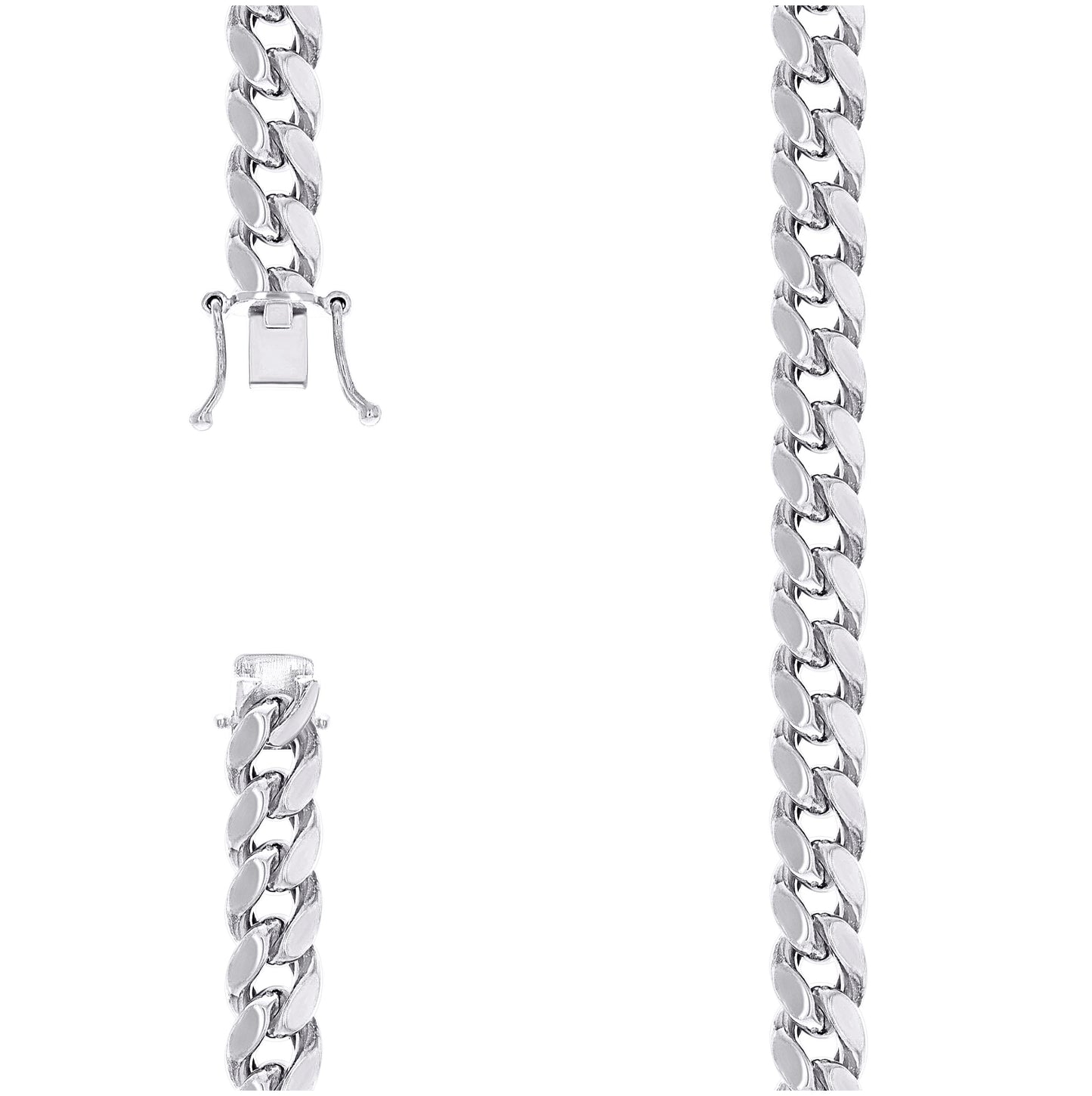 Sterling Silver Rhodium Plated Or Yellow Tone Hollow Miami Cuban Chain