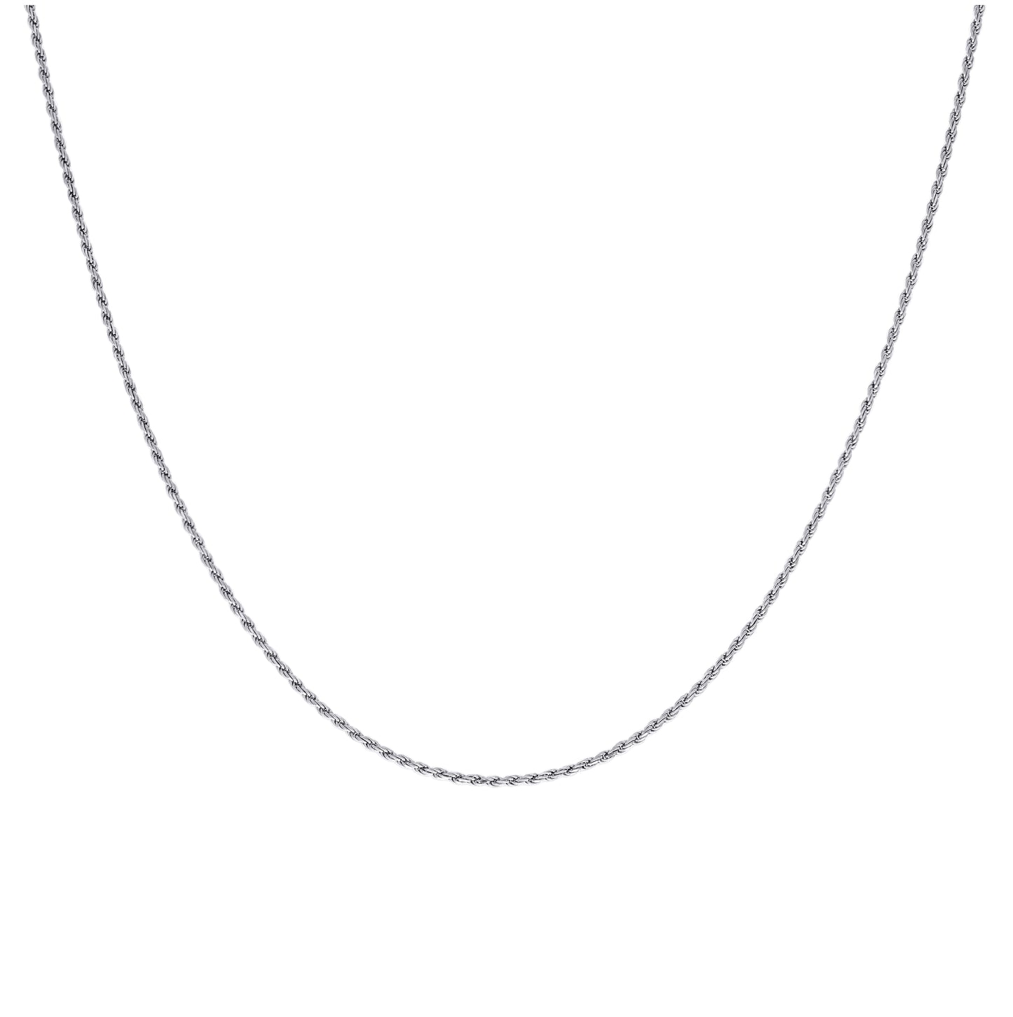 Sterling Silver Rhodium Plated Solid Rope Silver Chain
