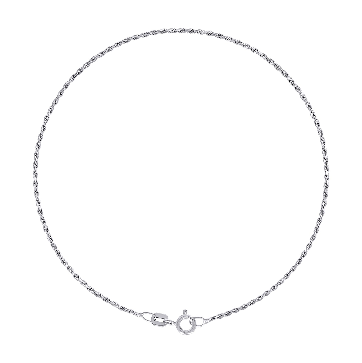 Sterling Silver Rhodium Plated Solid Rope Silver Chain