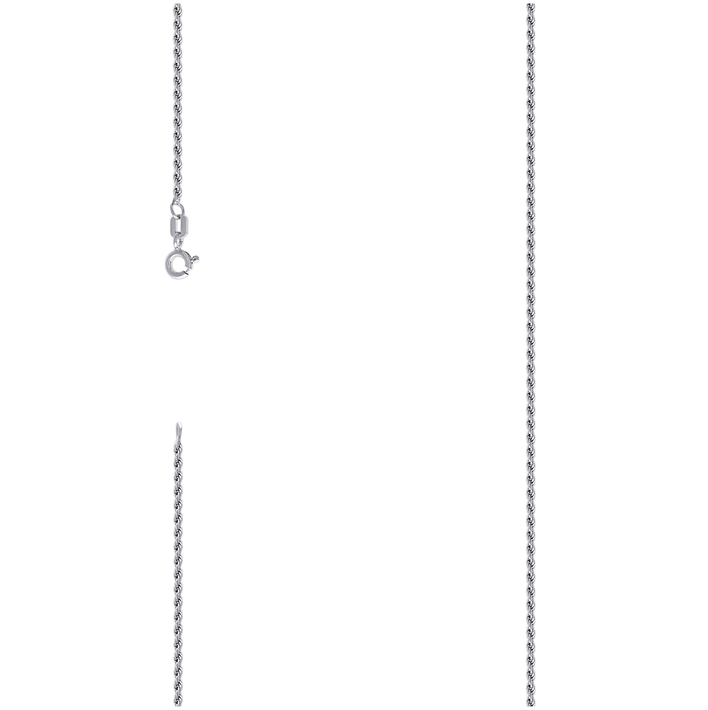 Sterling Silver Rhodium Plated Solid Rope Silver Chain