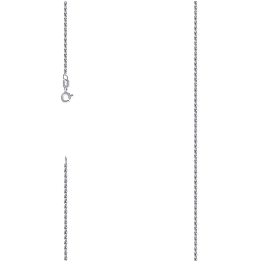 Sterling Silver Rhodium Plated Solid Rope Silver Chain