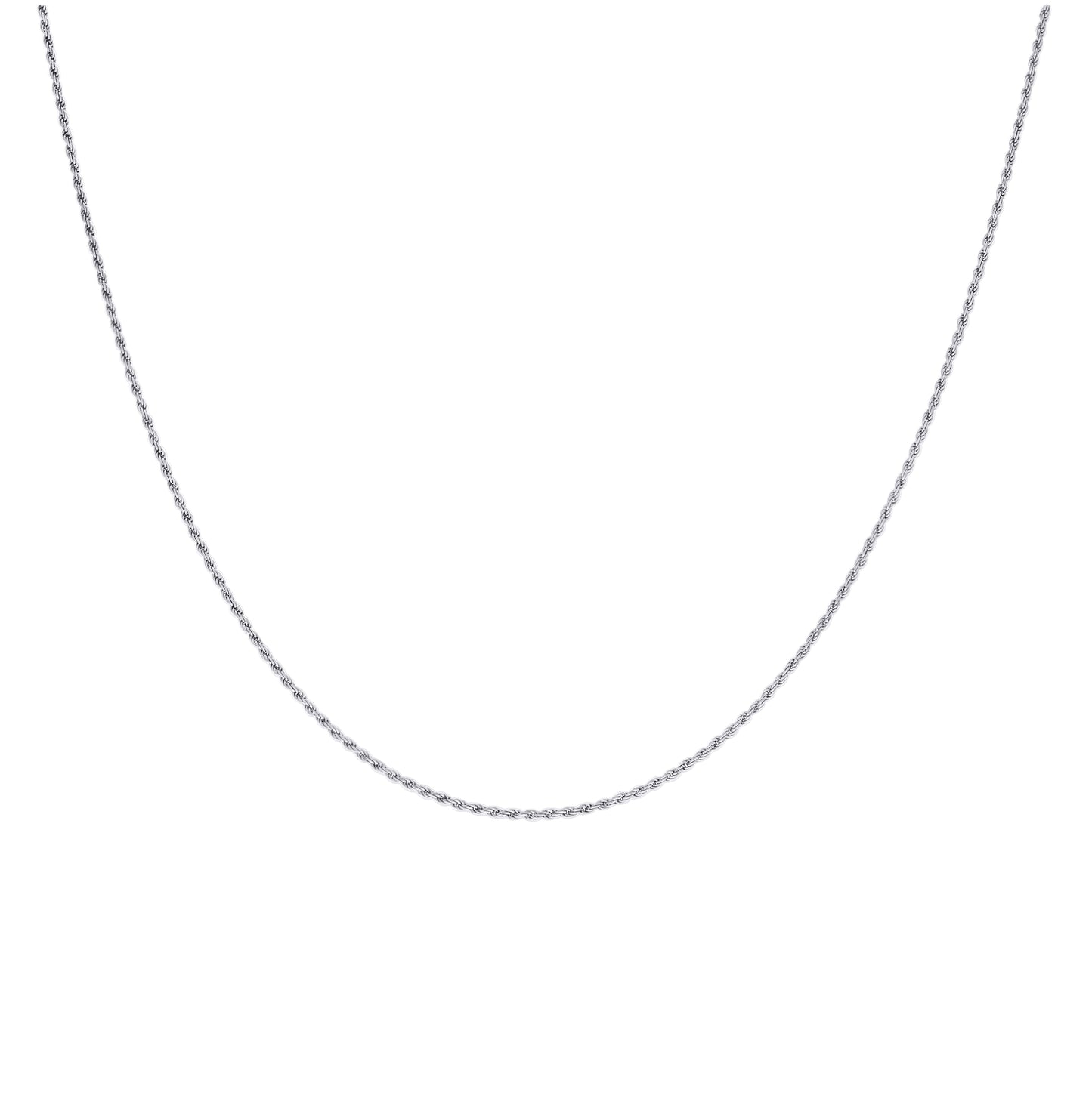 Sterling Silver Rhodium Plated Solid Rope Silver Chain