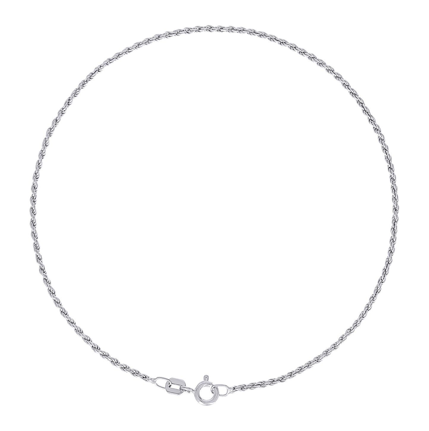 Sterling Silver Rhodium Plated Solid Rope Silver Chain