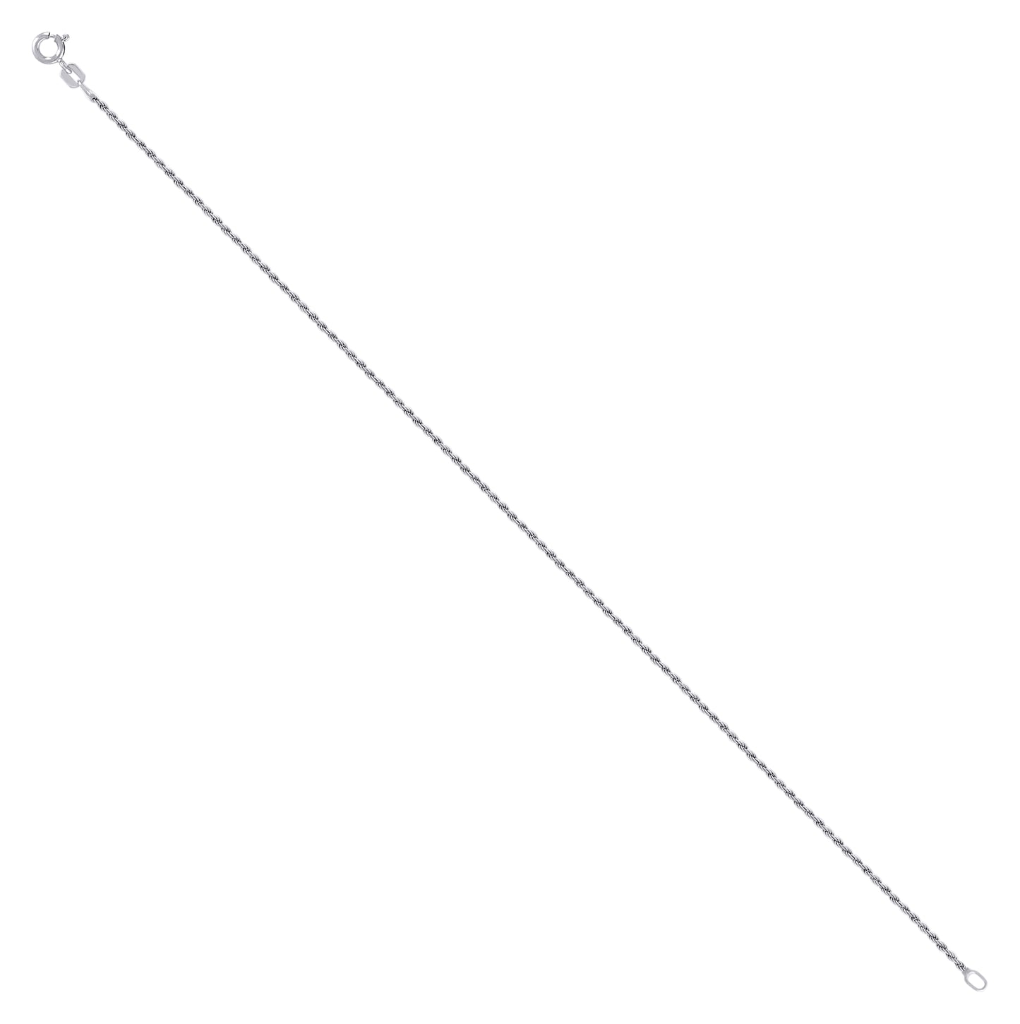 Sterling Silver Rhodium Plated Solid Rope Silver Chain