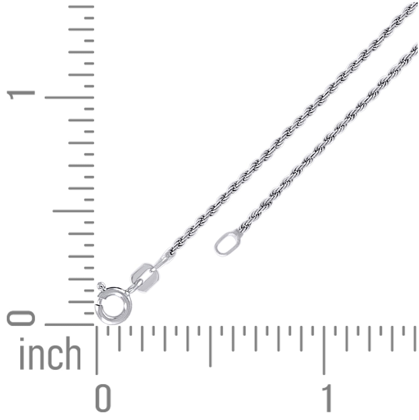 Sterling Silver Rhodium Plated Solid Rope Silver Chain