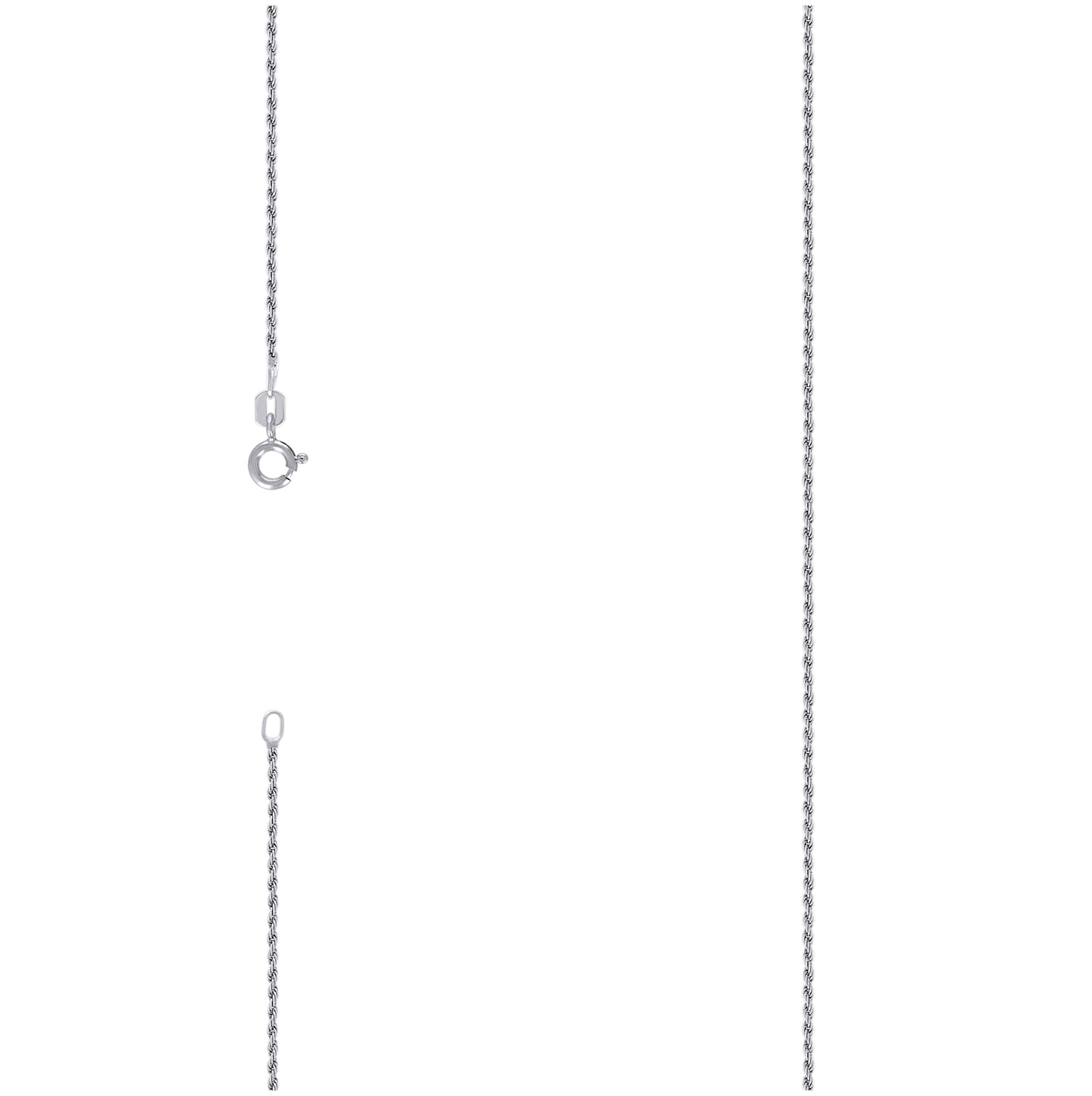 Sterling Silver Rhodium Plated Solid Rope Silver Chain