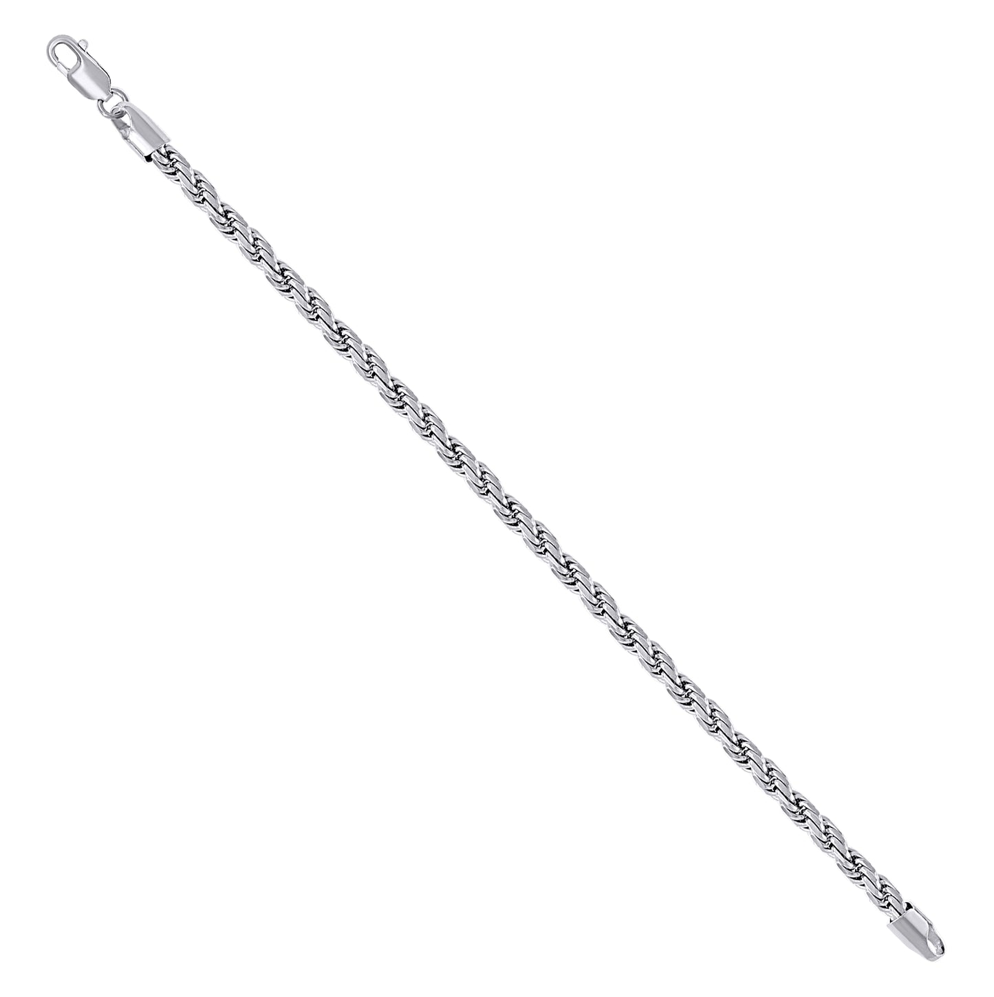 Sterling Silver Rhodium Plated Solid Rope Silver Chain