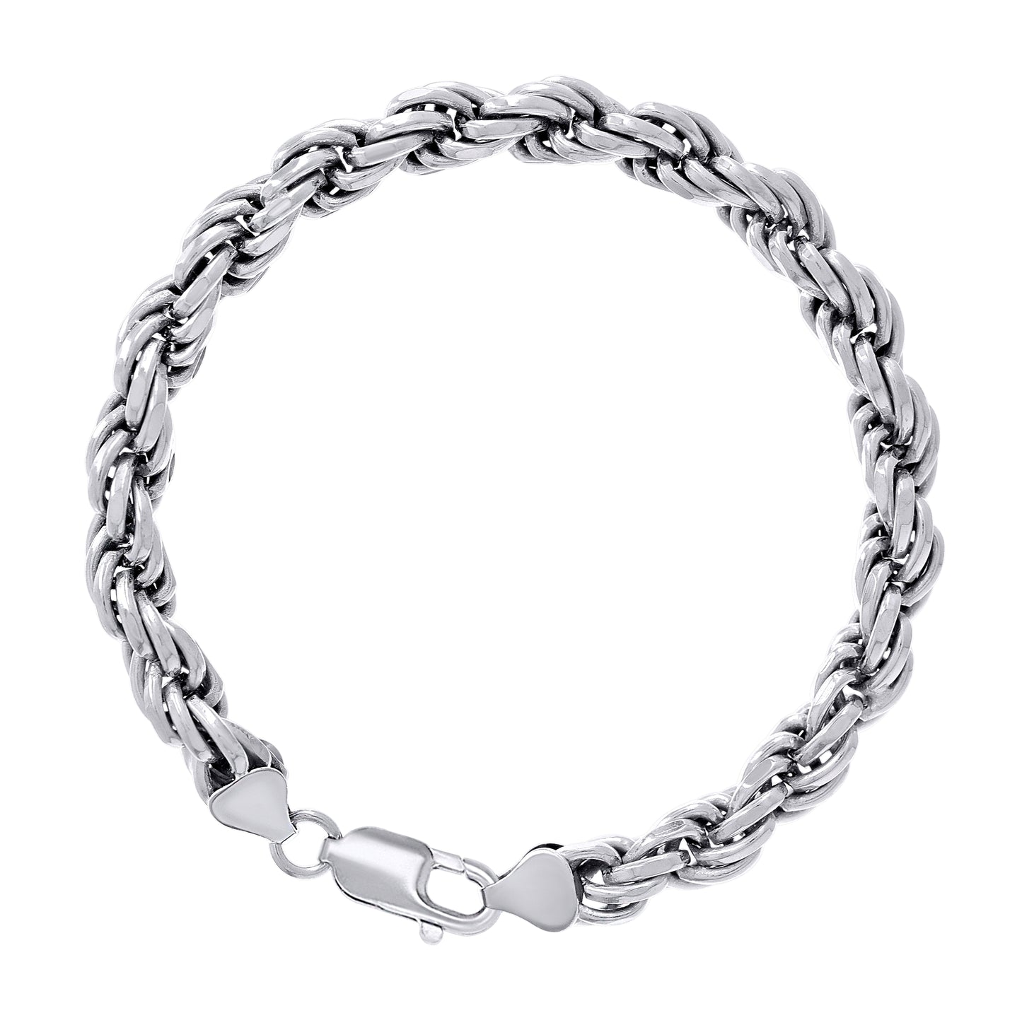 Sterling Silver Rhodium Plated Solid Rope Silver Chain