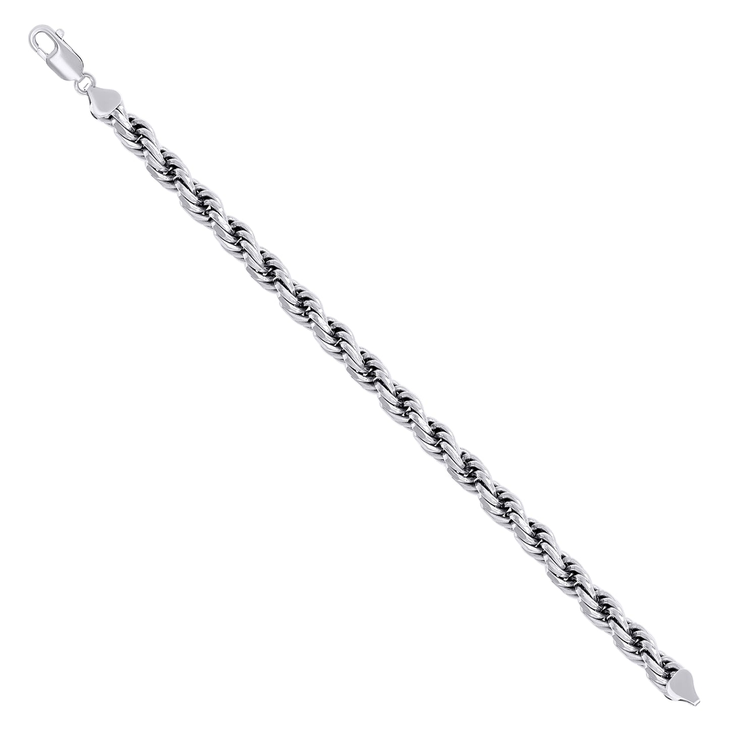Sterling Silver Rhodium Plated Solid Rope Silver Chain