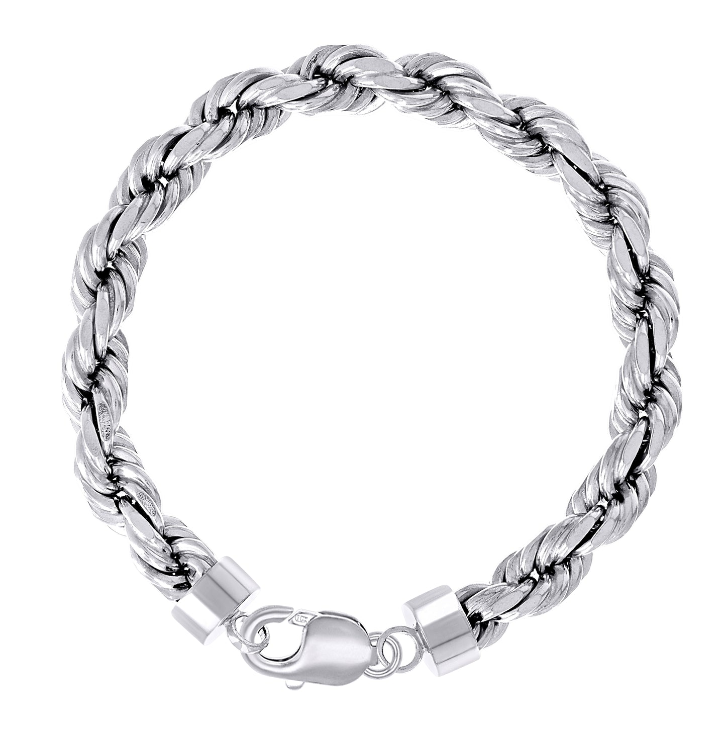Sterling Silver Rhodium Plated Solid Rope Silver Chain