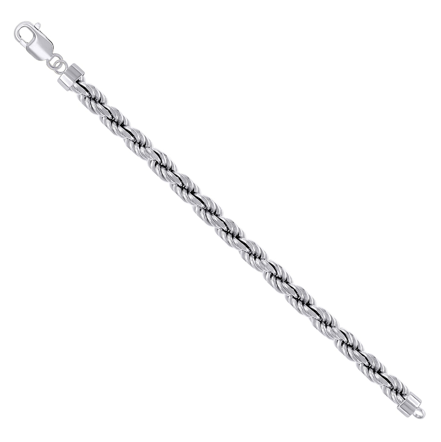 Sterling Silver Rhodium Plated Solid Rope Silver Chain