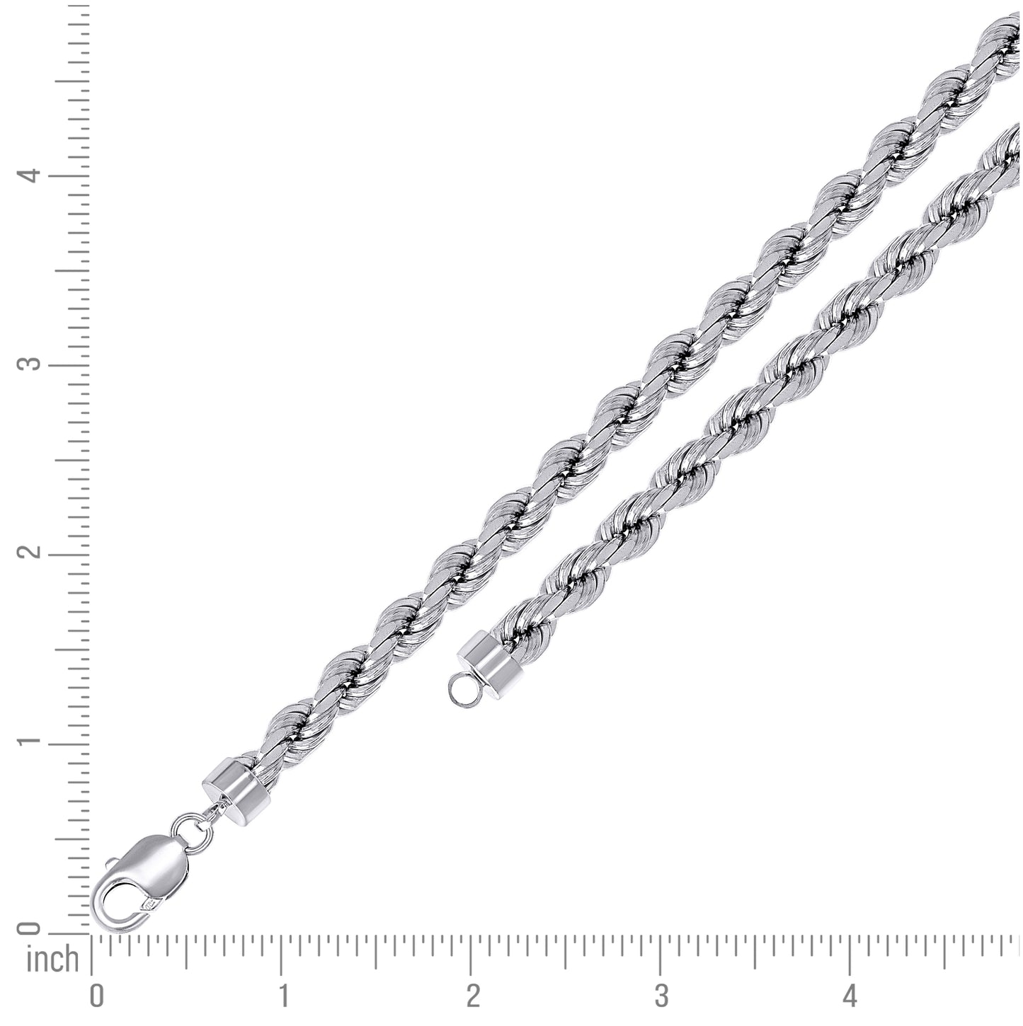 Sterling Silver Rhodium Plated Solid Rope Silver Chain