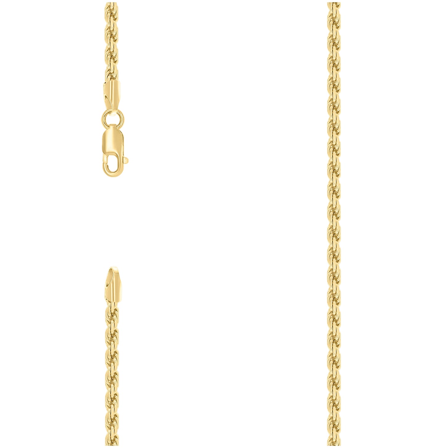 Sterling Silver Yellow-Tone Solid Rope Silver Chain