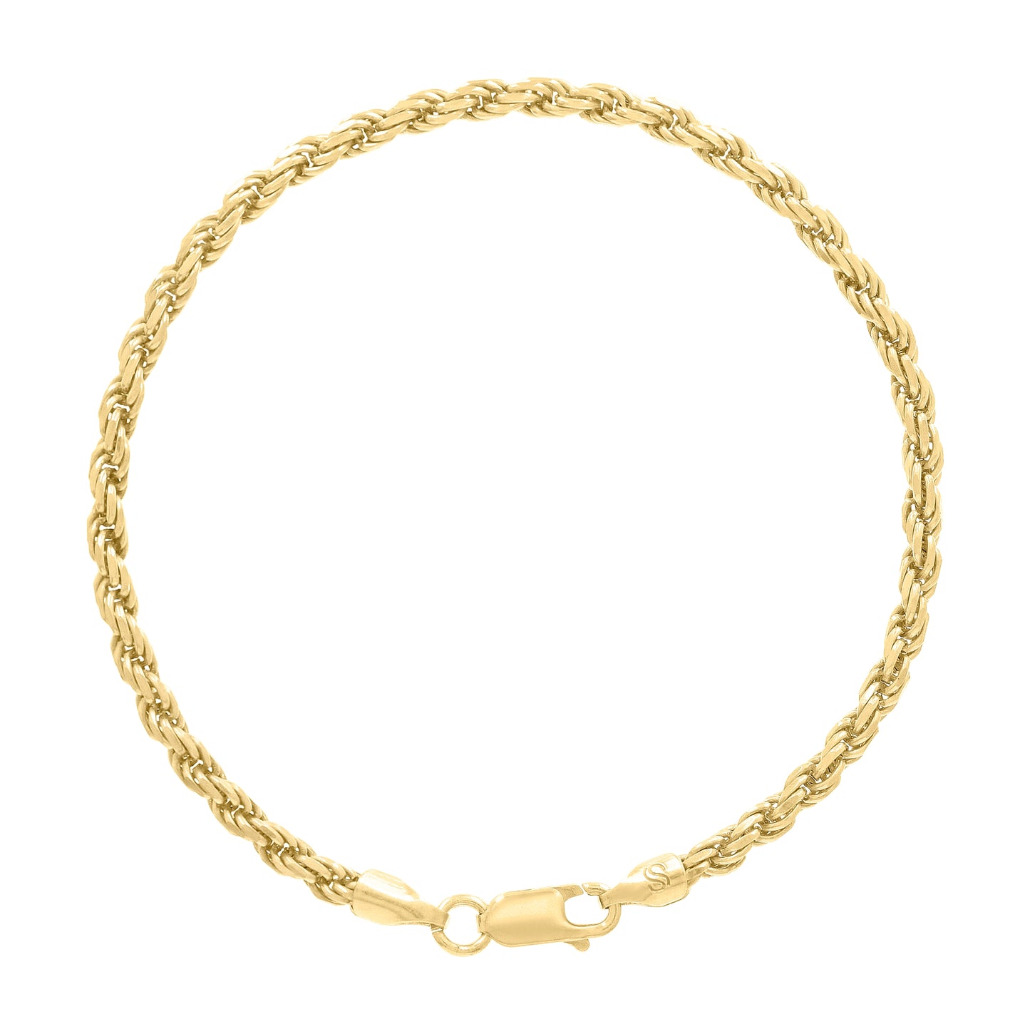 Sterling Silver Yellow-Tone Solid Rope Silver Chain