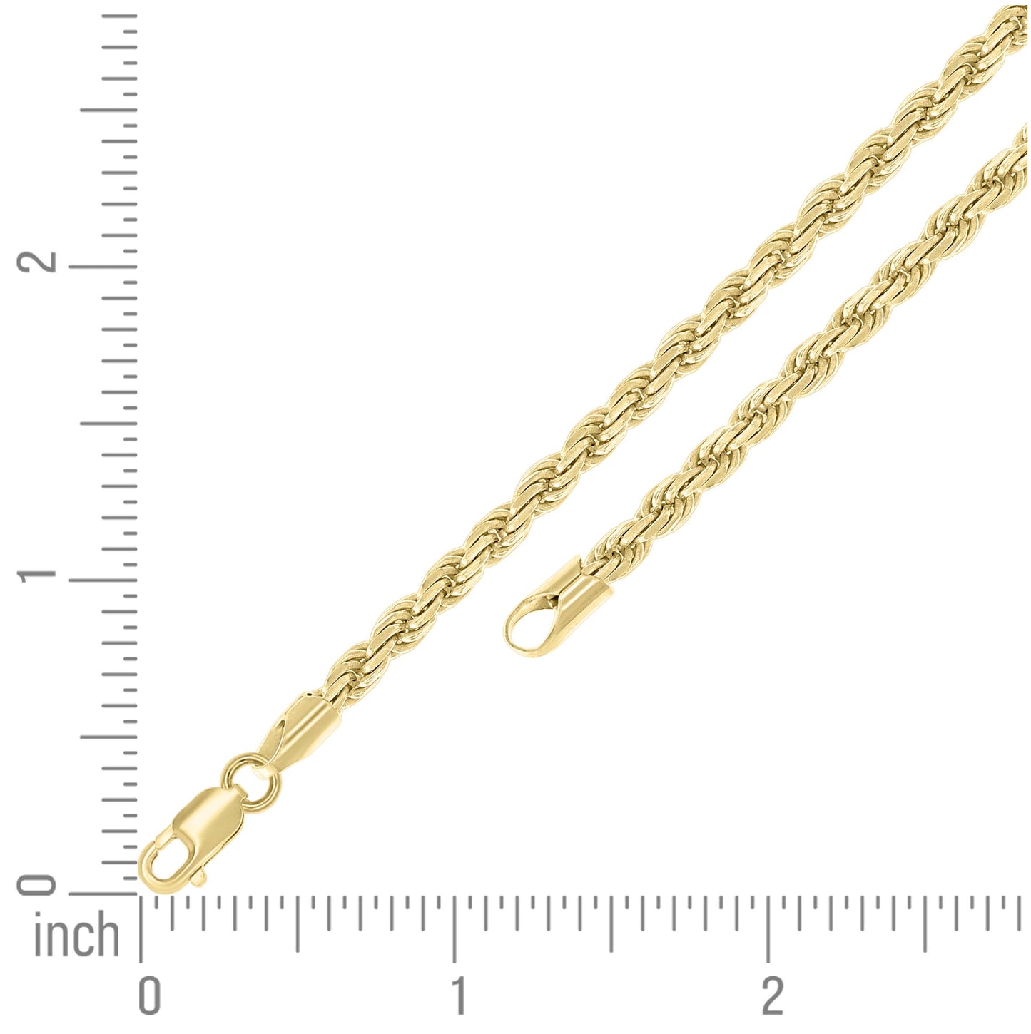 Sterling Silver Yellow-Tone Solid Rope Silver Chain