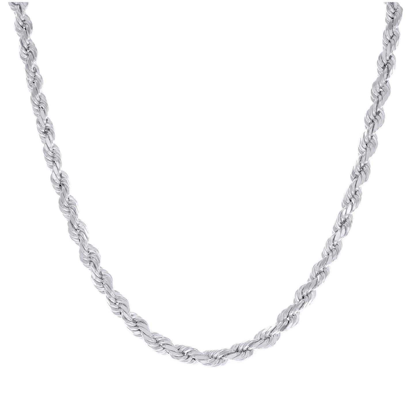 Sterling Silver Rhodium Plated Hollow Rope Chain