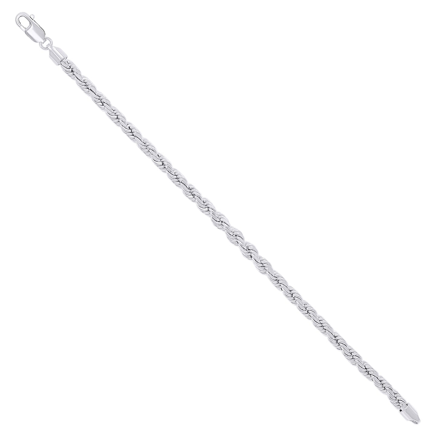 Sterling Silver Rhodium Plated Hollow Rope Chain