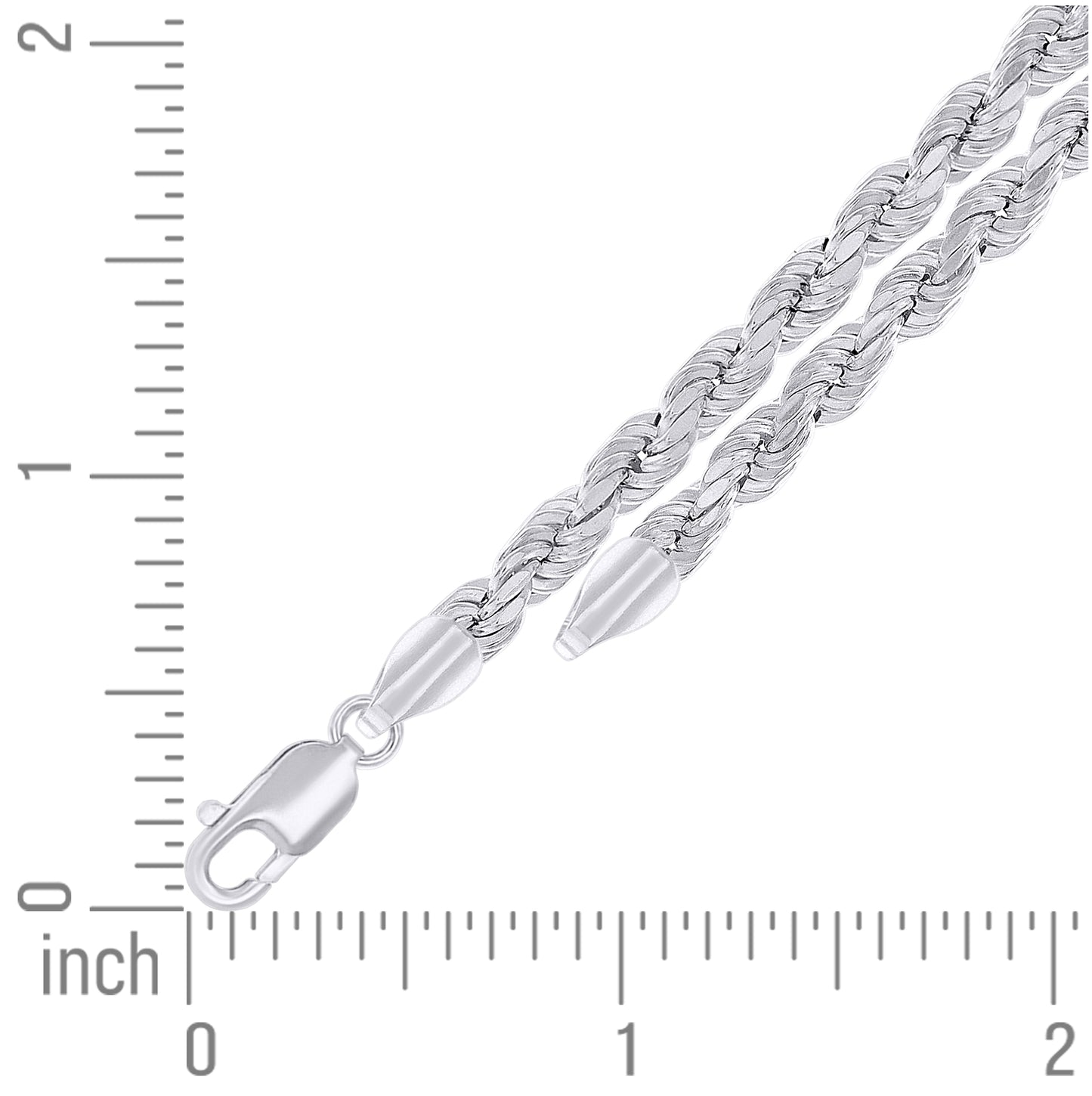 Sterling Silver Rhodium Plated Hollow Rope Chain