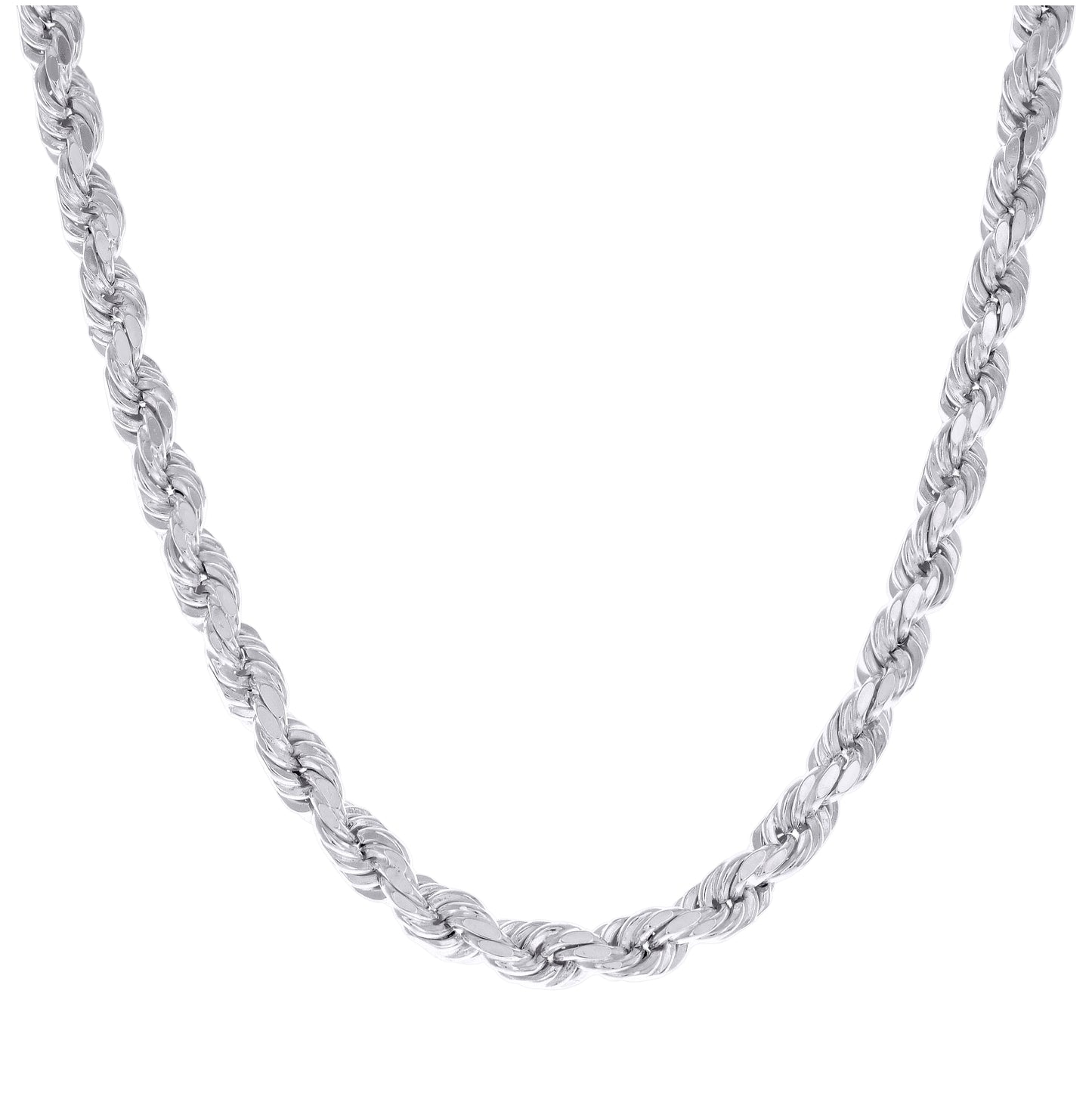 Sterling Silver Rhodium Plated Hollow Rope Chain