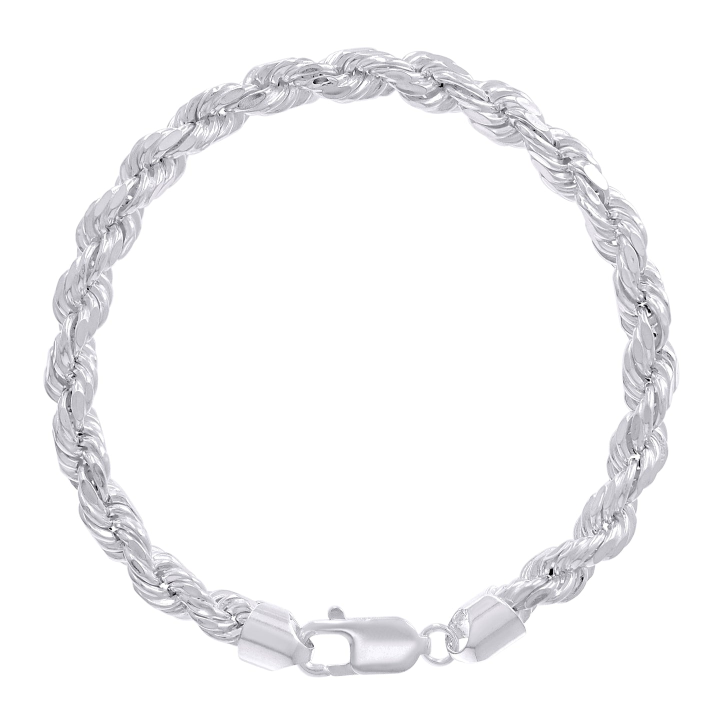 Sterling Silver Rhodium Plated Hollow Rope Chain