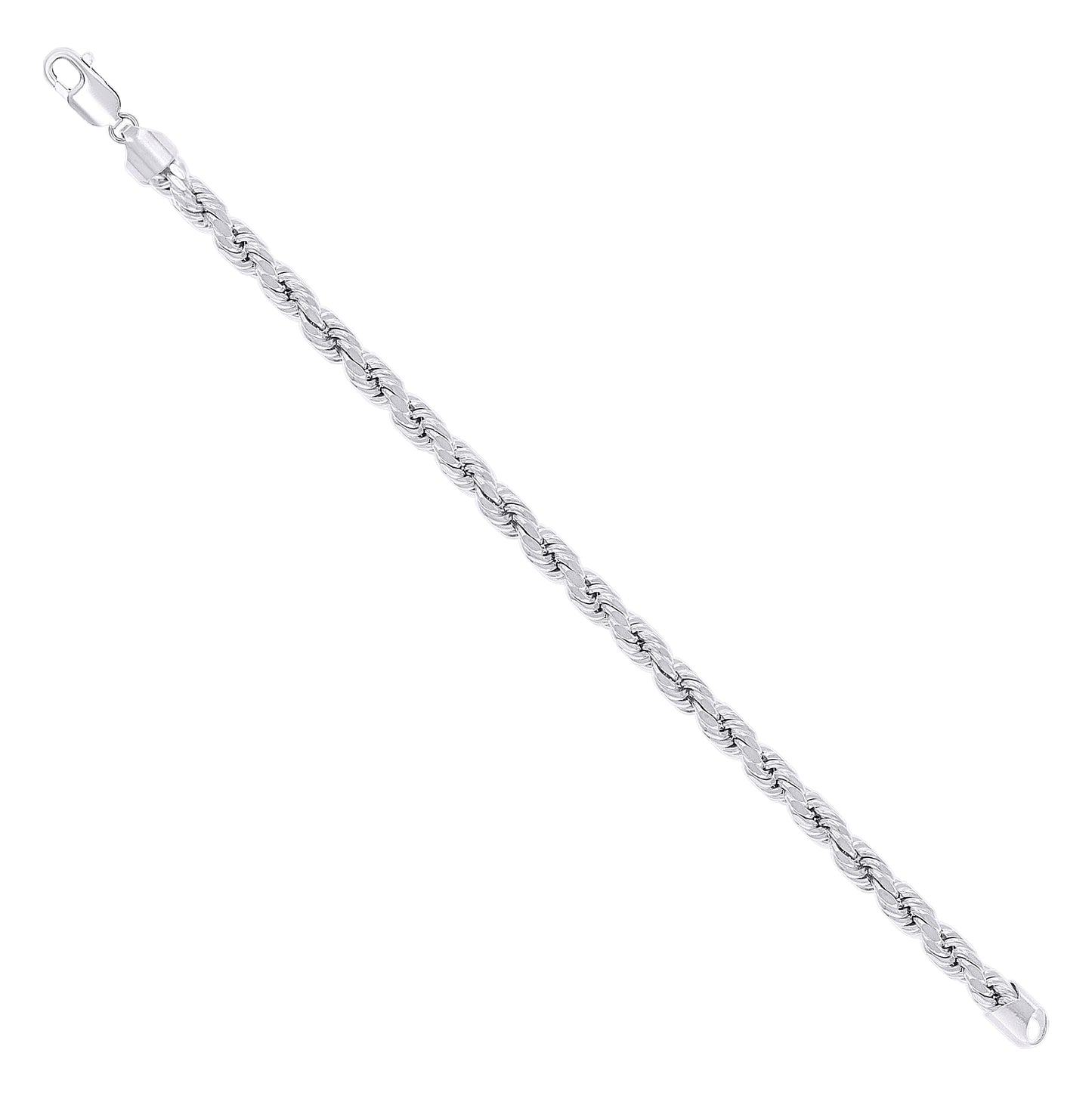 Sterling Silver Rhodium Plated Hollow Rope Chain