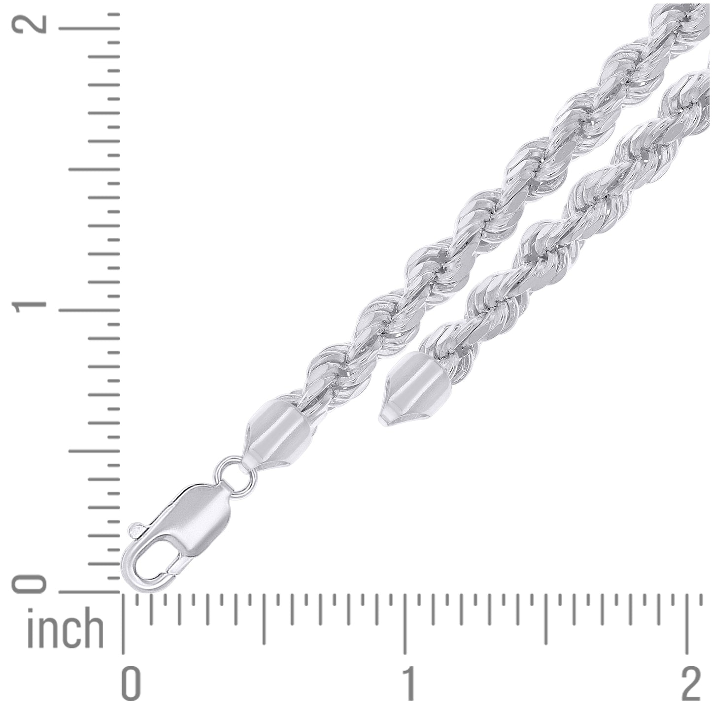 Sterling Silver Rhodium Plated Hollow Rope Chain