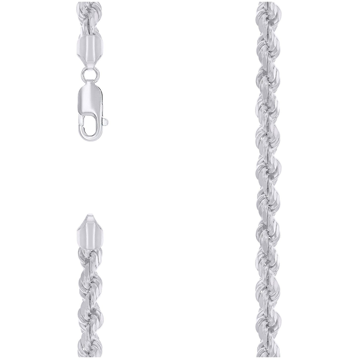 Sterling Silver Rhodium Plated Hollow Rope Chain
