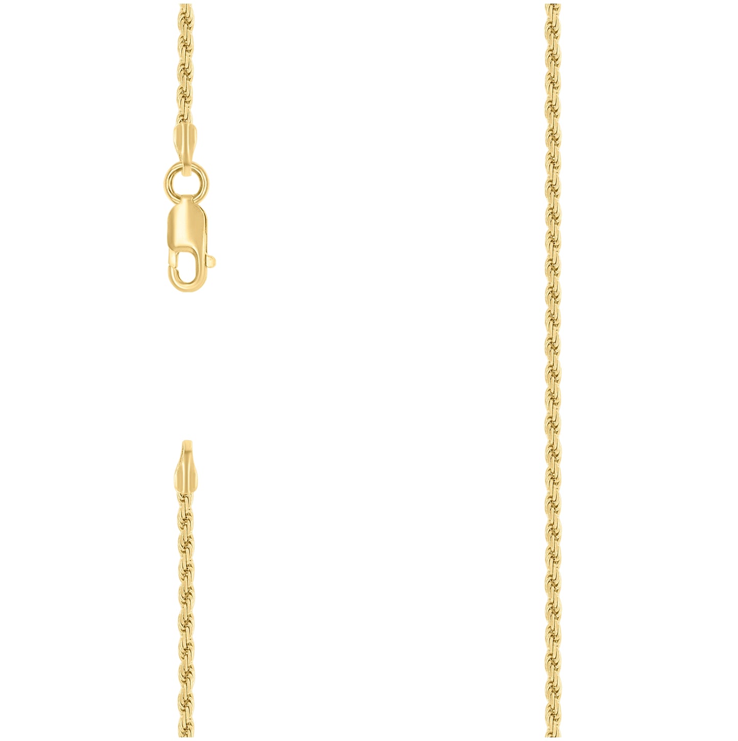 Sterling Silver Yellow-Tone Solid Rope Silver Chain